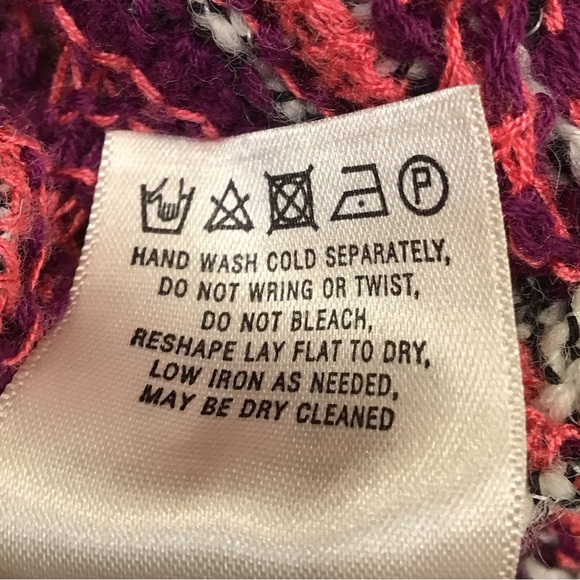 Moth Womens Crochet Cardigan Open Front Sweater Size M Fringe Stripes Poms Boho - Picture 14 of 15